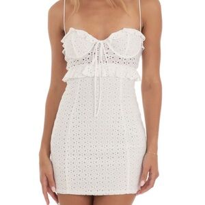 Lucy in the sky eyelet mini dress white